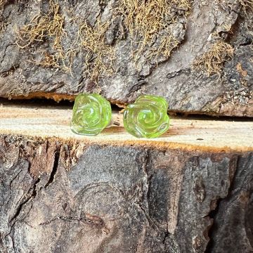 Cercei stud turmalina verde din argint model Flower#2