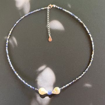 Colier aventurin albastru si perle Blue Grace #77