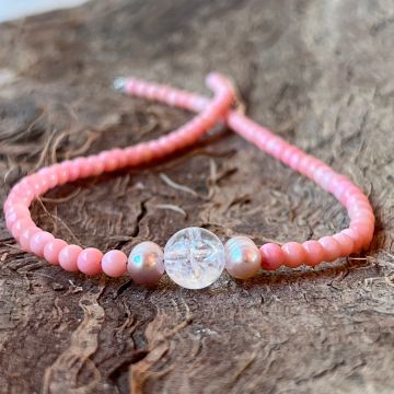 Colier coral, cuart, perle Coral Grace#21