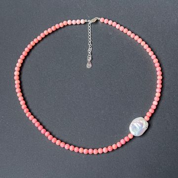 Colier coral roz Wave #95