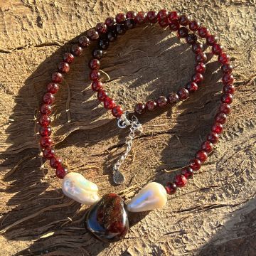 Colier granat si perle Rubia#31