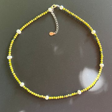 Colier jad verde si perle Nara #48