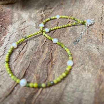 Colier jad verde si perle Nara #48