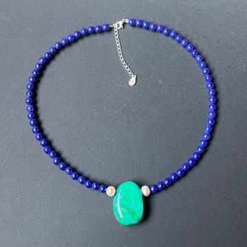 Colier lapis lazuli, perle si howlit Deep #99