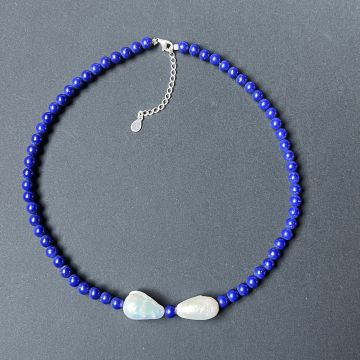 Colier lapis lazuli si perle Royalty#98