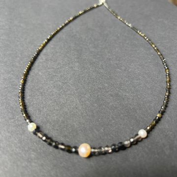 Colier obsidian si perle Silence#41
