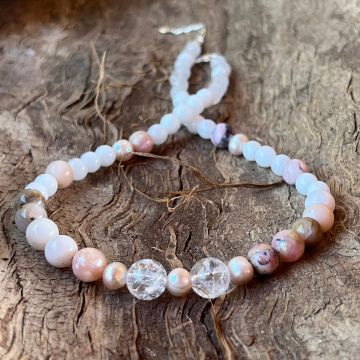 Colier opal roz, cuart, perle, jad Coral Grace#22