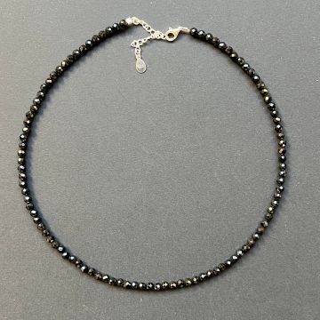 Colier spinel negru fațetat Midnight Spark #90