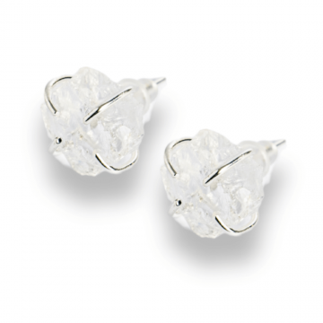 Cristalul puritatii ,   Cercei stud argintii cu cuart transparent natural