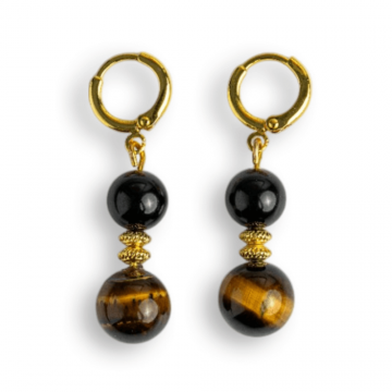 Echilibru si Putere ,   Cercei cu Ochi de Tigru si Obsidian