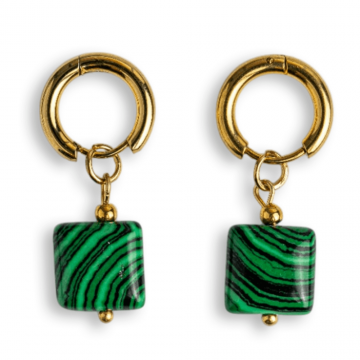 Energie Verde ,   Cercei cu Malachit Sintetic si Design Minimalist
