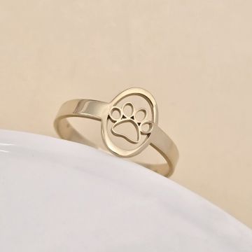Inel oval Touch of Paw – Argint 925 placat cu Aur Galben 18K