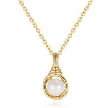 Lantisor argint 925, JW1546, model perla, placat cu aur