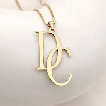 Lantisor cu initiale personalizate - Argint 925 placat cu Aur Galben 18K