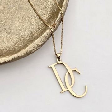 Lantisor cu initiale personalizate - Argint 925 placat cu Aur Galben 18K