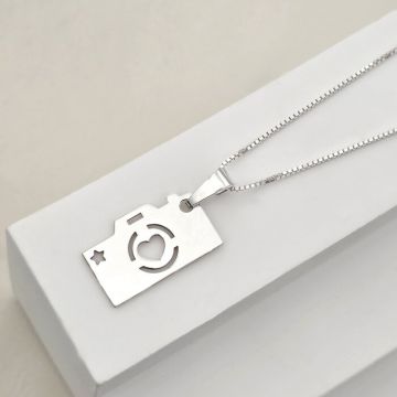 Lantisor cu pandantiv personalizat - aparat foto si stea decupata - Lant box - Argint 925