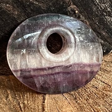 Pandantiv piatra pi donut fluorit curcubeu Oval