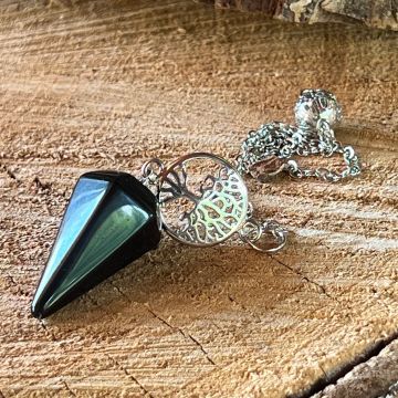 Pendul obsidian tree of life 25 x 15 mm