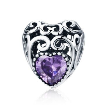 Talisman din argint Vintage Birthstone - Februarie