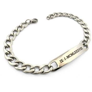 Bratara Barbati Personalizata Gravura Text ,   Placuta Inox 40x8 mm, Lungime 25 cm, Reglabila