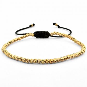 Bratara cu Bilute de Argint Placate cu Aur 24K, snur Reglabil, Unisex