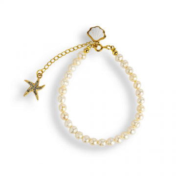 Bratara eleganta cu perle si scoica ,   Inspirata din adancurile oceanului