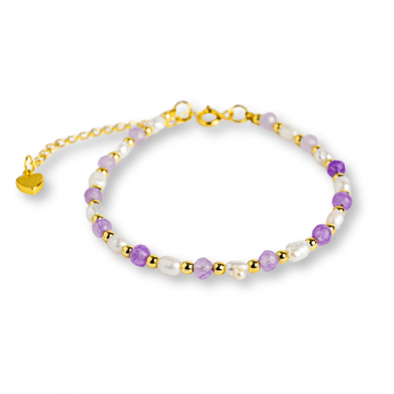Bratara spirituala cu ametist 4mm si perle ,   Rafinament purtat zilnic