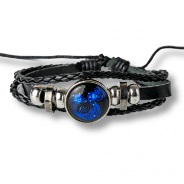 Bratara Zodia Varsator ajustabila din Piele Sintetica cu Cabochon Rotund ,   Simbol Astrologic Personalizat pentru Energie si Identitate Astrala