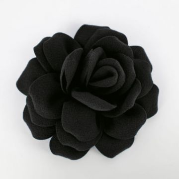 Brosa floare neagra cu diametru de 20 cm din stofa, cu clips si ac