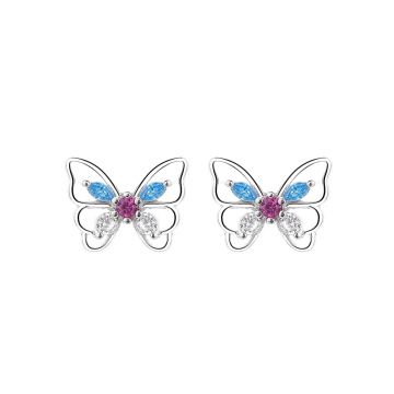 Cercei argint 925, JW1584, model fluture, placati cu rodiu