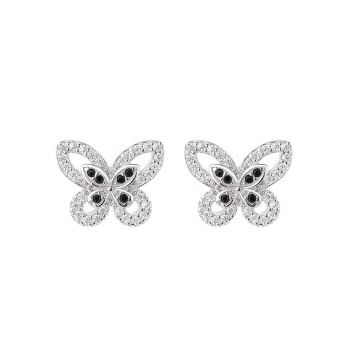Cercei argint 925, JW1585, model fluture, placati cu rodiu