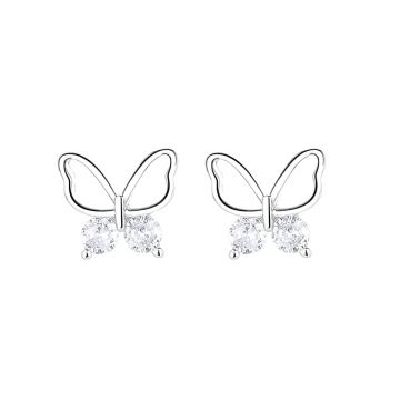 Cercei argint 925, JW1586, model fluture, placati cu rodiu