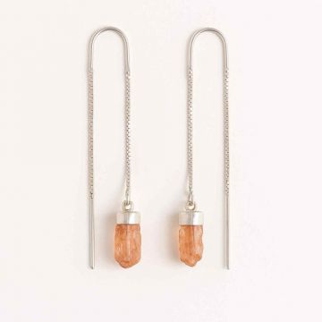 Cercei lungi din argint 925 cu topaz imperial natural ,   Eleganta si energie pozitiva