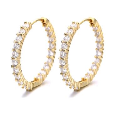 Cercei rotunzi argint 925, JW1578, model cerc, placati cu aur