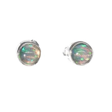 Cercei stud opal din argint Round | Model 1