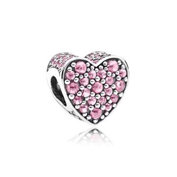 Charm/talisman argint 925, JW1172, model inima roz, placat cu rodiu