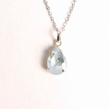 Claritate si Expresivitate ,   Colier Argint 925 cu Topaz Albastru fatetat Lacrima