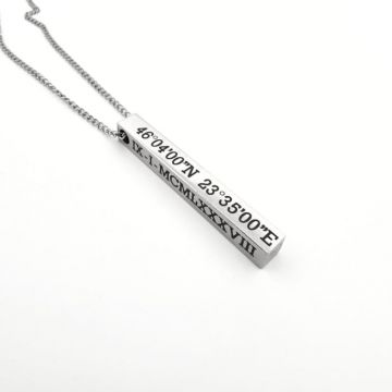 Colier Barbati cu Pandantiv 3D Personalizat Text, Inox Premium, Gravura Laser cu Garantie pe Viata
