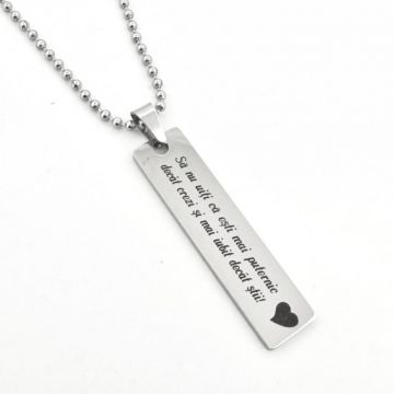 Colier Barbati cu Placuta Personalizata Text, Inox Premium, Gravura Laser cu Garantie pe Viata