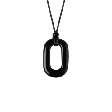 Colier cu Pandantiv Oval din Obsidian Natural ,   Piatra Protectoare