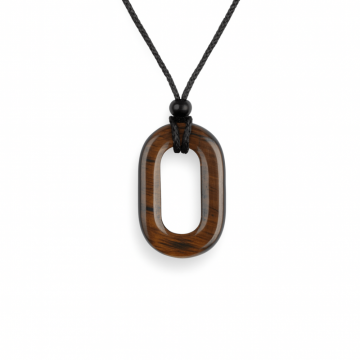 Colier cu Pandantiv Oval din Ochi de Tigru Natural ,   Putere si Protectie