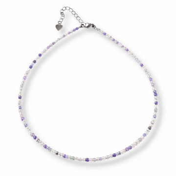 Echilibru si Claritate ,   Choker din Otel Inoxidabil cu Fluorit Multicolor Natural Fatetat 2.5MM