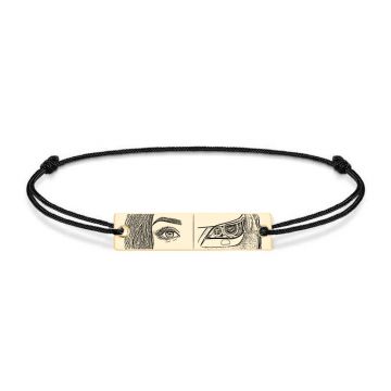 Eyes - Bratara personalizata cu fotografia ochilor si farul masinii cu snur si tablita din argint 925 placat cu aur galben 24 karate