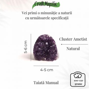 Geoda de ametist natural, taiata manual ,   Protectie si echilibru