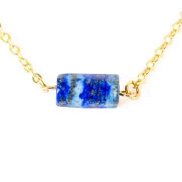 Intelepciune si Claritate ,   Colier cu Pandantiv Hexagonal din Lapis Lazuli Natural pe Lant de Cupru