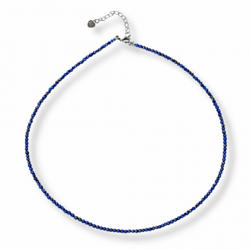 Intelepciune si Creativitate ,   Choker din Otel Inoxidabil cu Lapis Lazuli Natural Fatetat