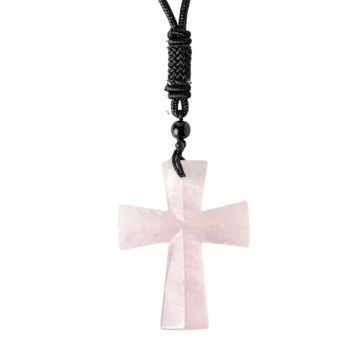 Iubire si Armonie ,   Colier Cruce din Cuart Roz Natural
