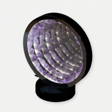 Lampa cu Oglinda si Ametist Natural ,   Decor cu Iluminare Magica si Cristale Energetice