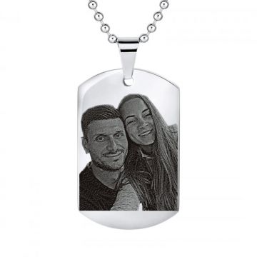 Lant Inox Barbati cu Placuta ,  Army ,   Personalizat cu Poza si Text, Lant cu Bile 4mm - Gravura Laser, Garantie pe Viata