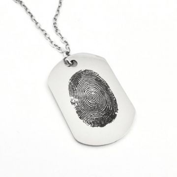 Lantisor Personalizat cu Amprenta, Inox Premium, Gravura Laser cu Garantie pe Viata